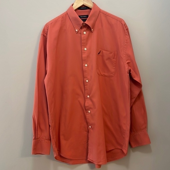 Nautica Vintage Oxford Shirt Coral Cotton Button Down Men’s 16.5 34/35 - Picture 8 of 9